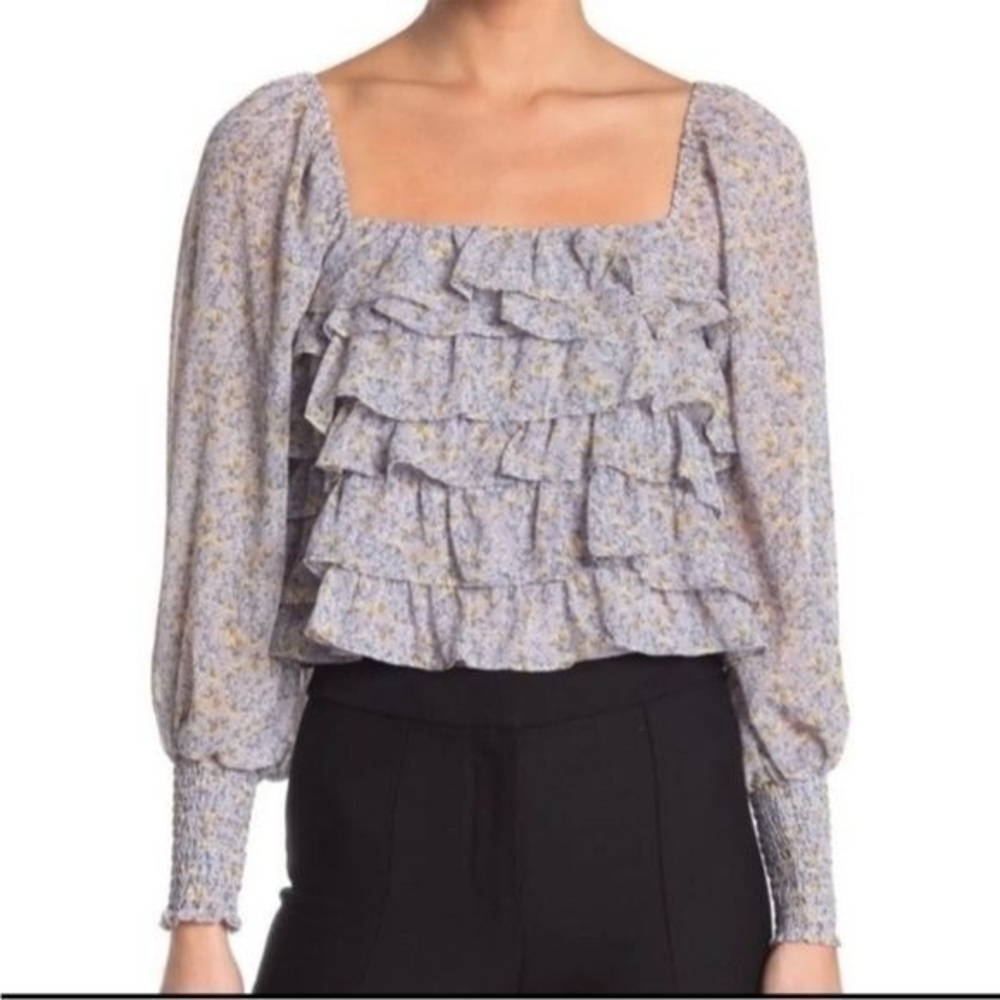 ASTR Long Sleeve Lavender Ruffle Top (Small)
